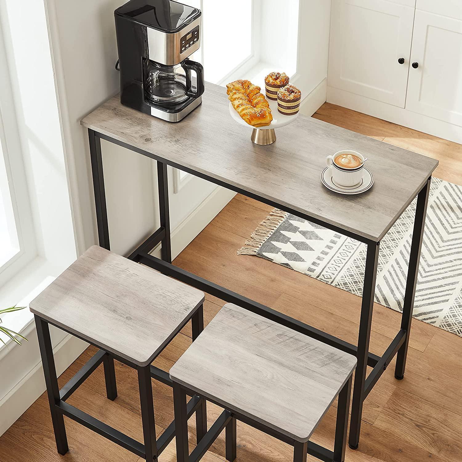 Set of 2 Greige Bar Stool with Metal Frame FredCo
