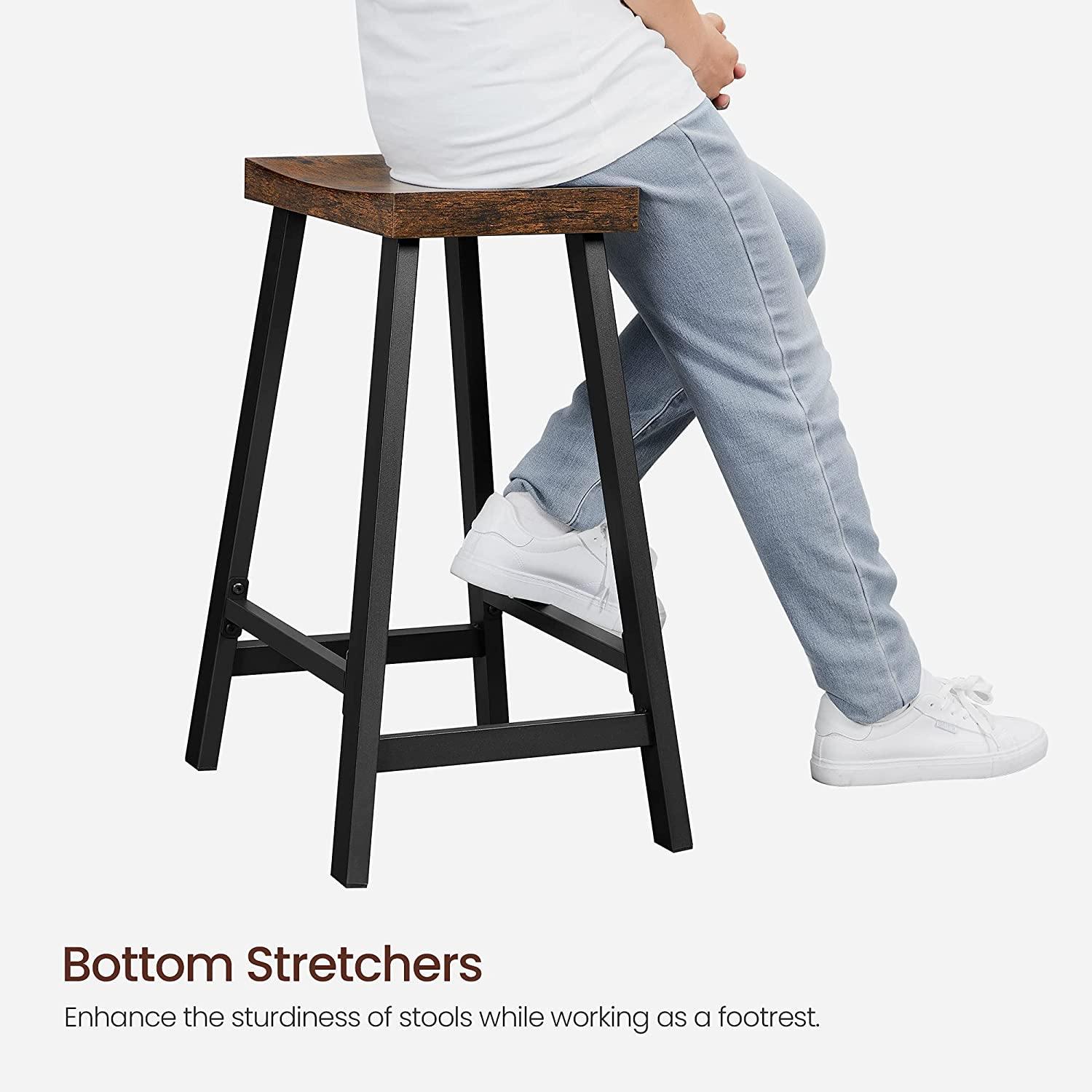 Set of 2 Industrial Bar Stools with Footrest FredCo