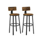 Set of 2 Industrial Brown Bar Stools with Backrests FredCo