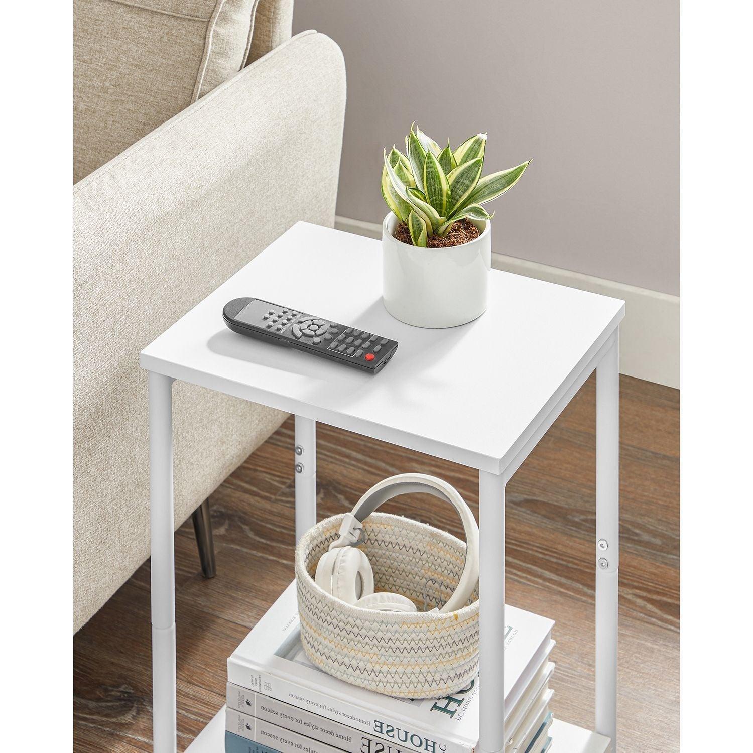 Set of 2 Industrial White End Tables, White FredCo