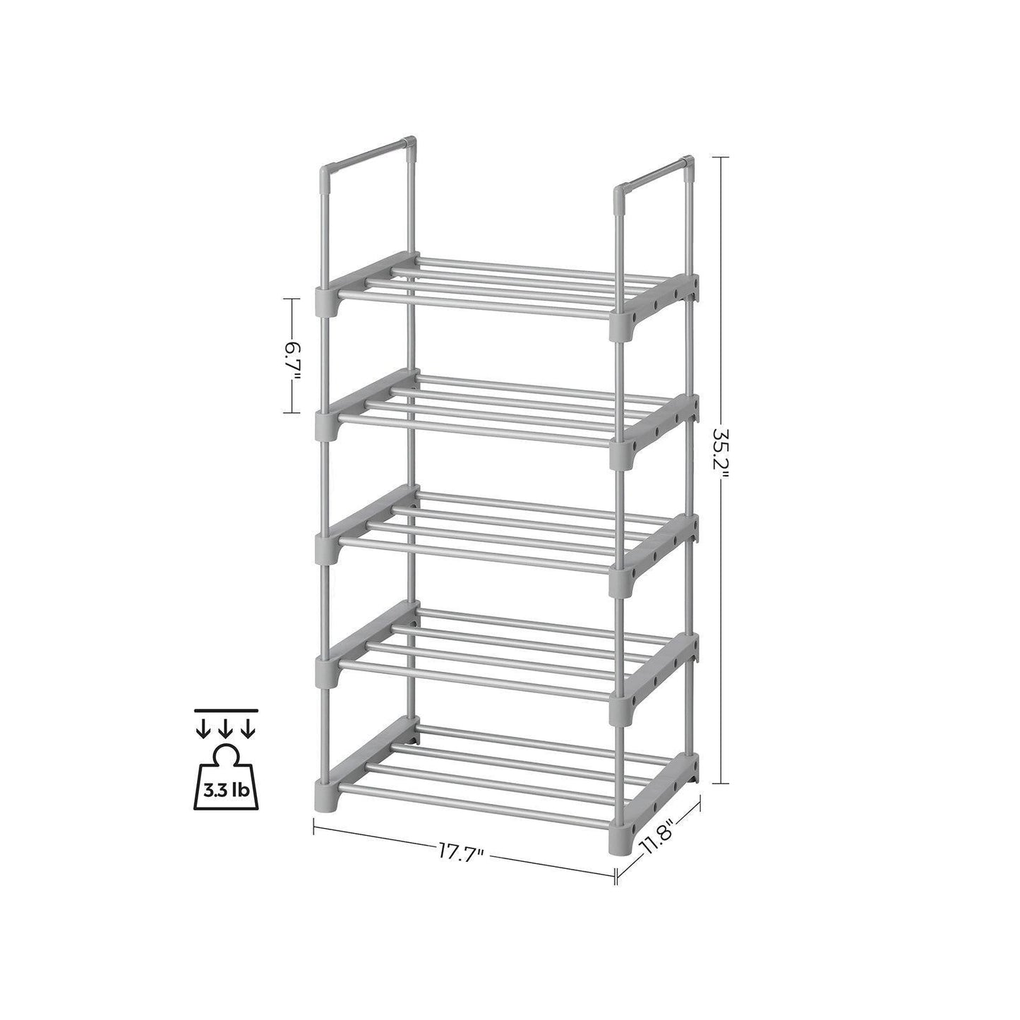 Set of 2 Metal Shoe Storage Organizer with 5 Shelves, Gray FredCo