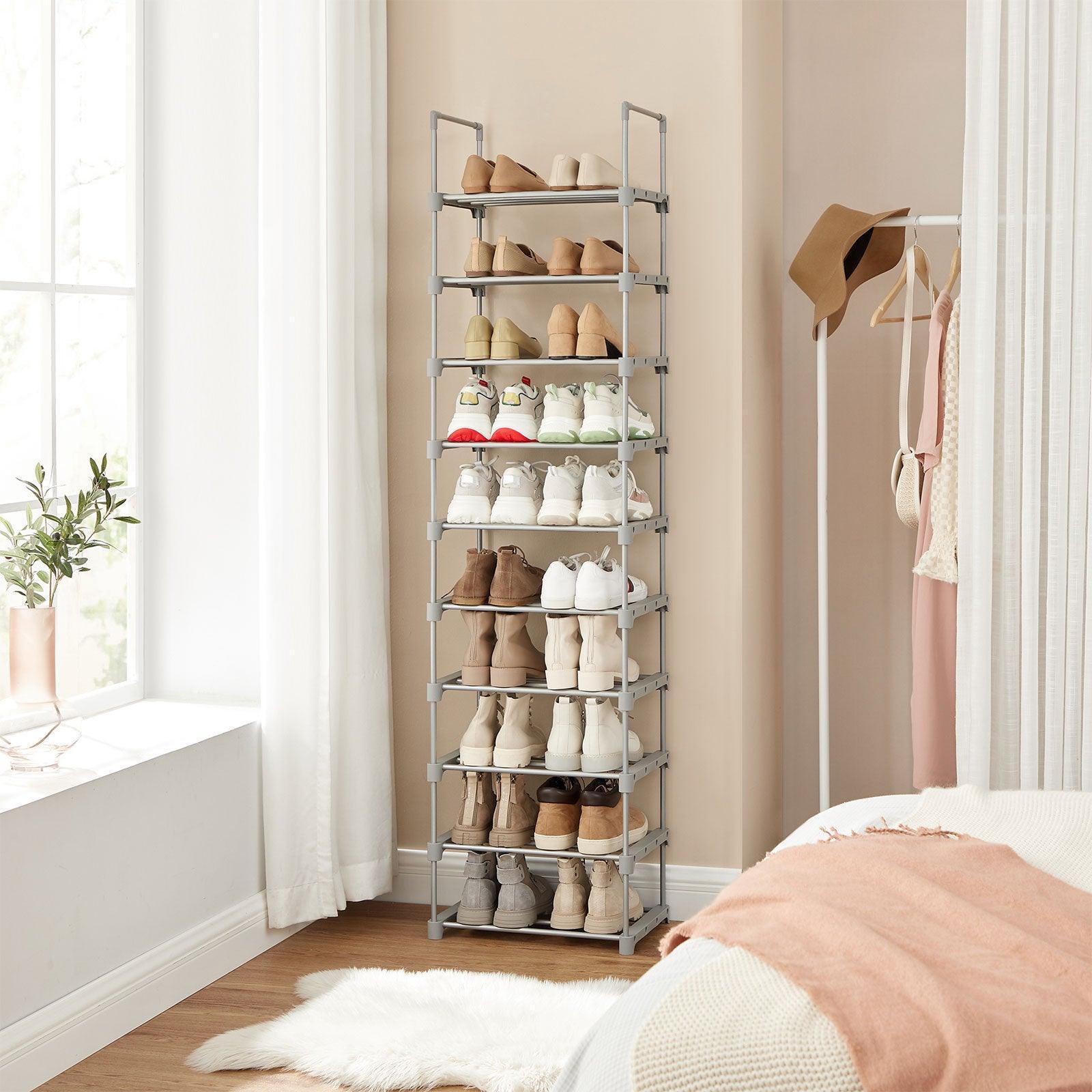 Set of 2 Metal Shoe Storage Organizer with 5 Shelves, Gray FredCo