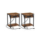Set of 2 Plug-in Series Side Table, USB, Brown and Black FredCo