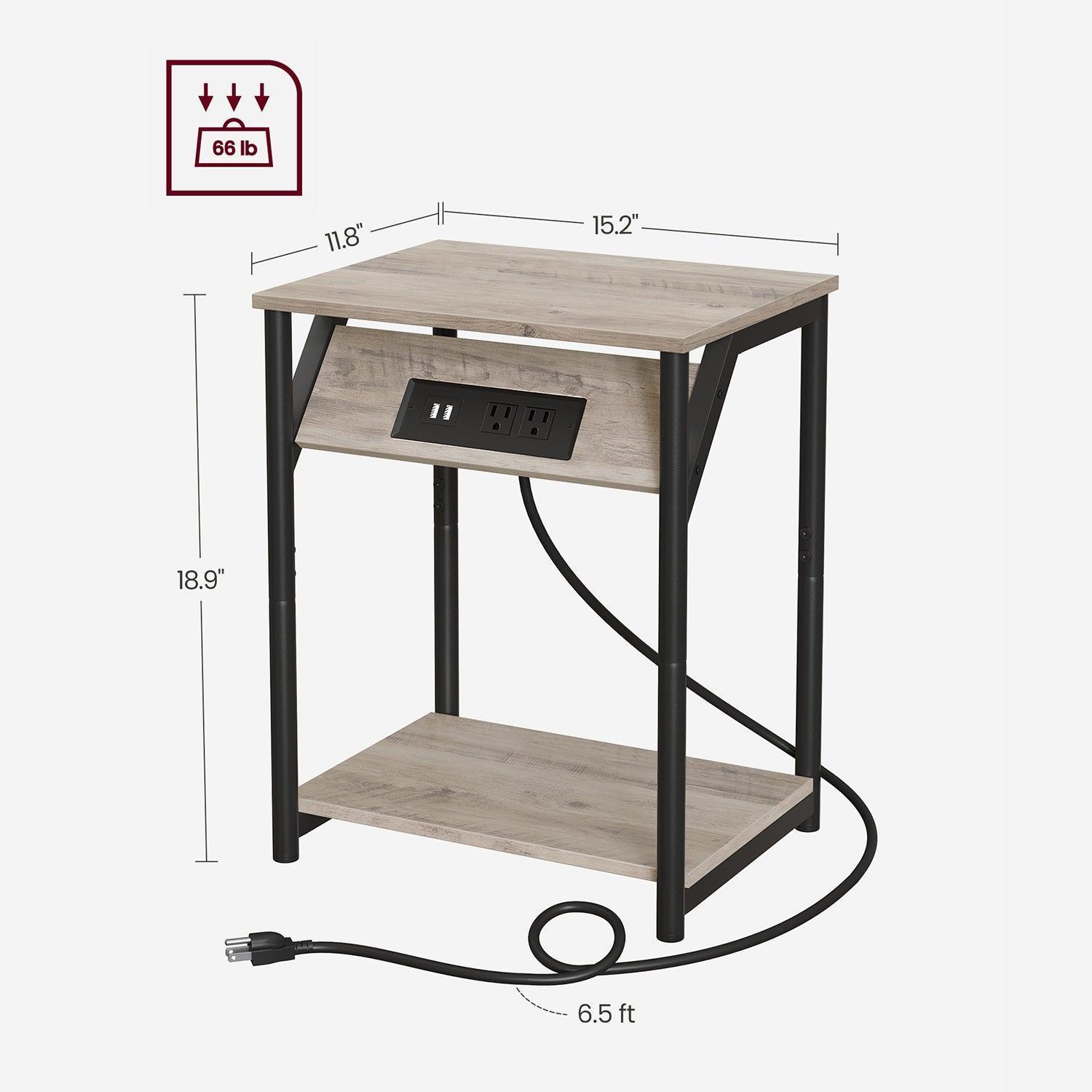Set of 2 Plug-in Series Side Table, USB, Greige FredCo