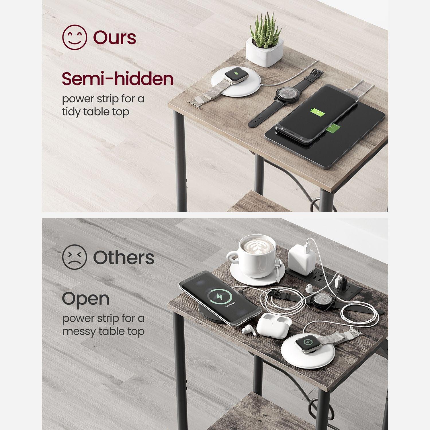 Set of 2 Plug-in Series Side Table, USB, Greige FredCo