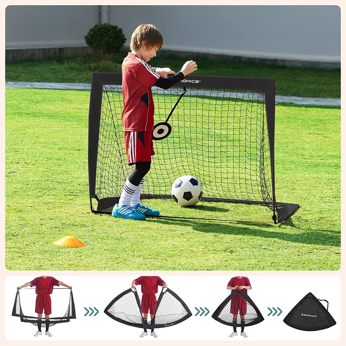 Set of 2 Pop-Up Soccer Goals, Black FredCo