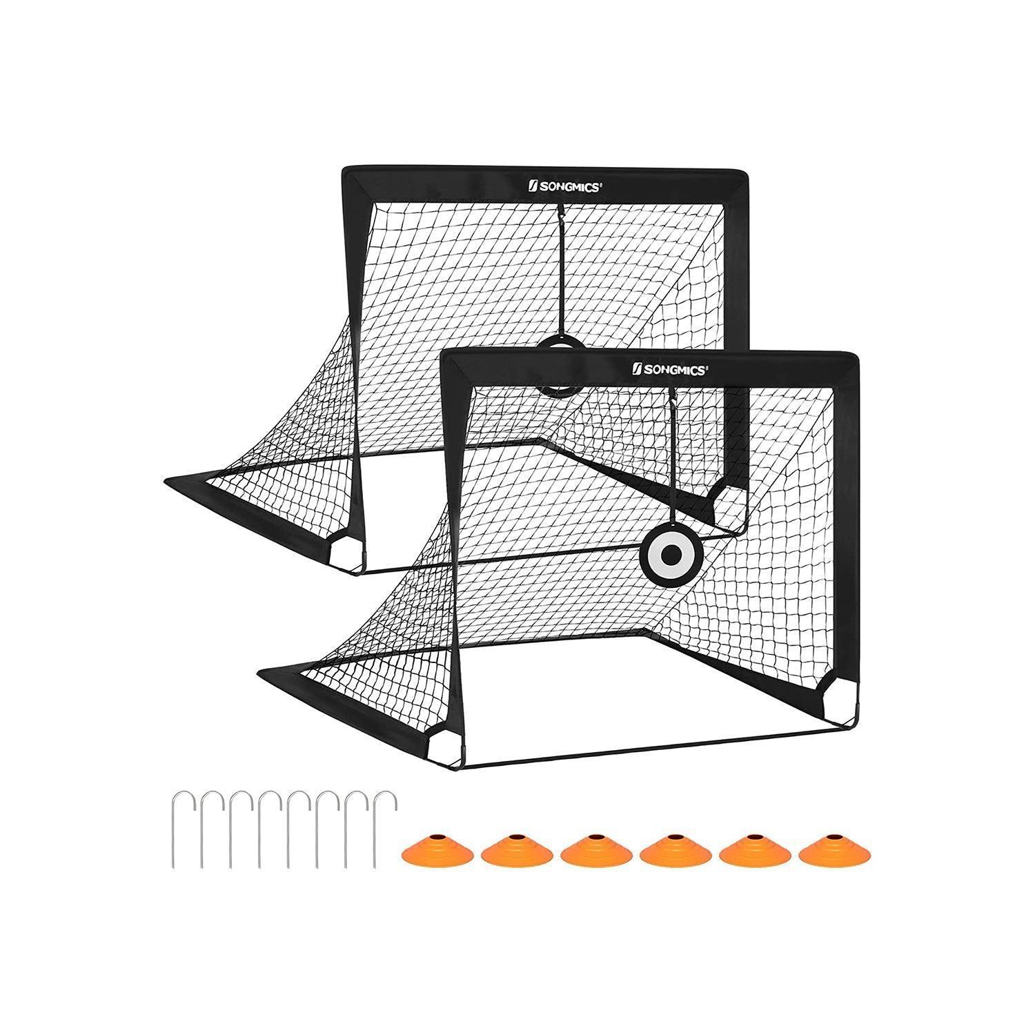 Set of 2 Pop-Up Soccer Goals, Black FredCo
