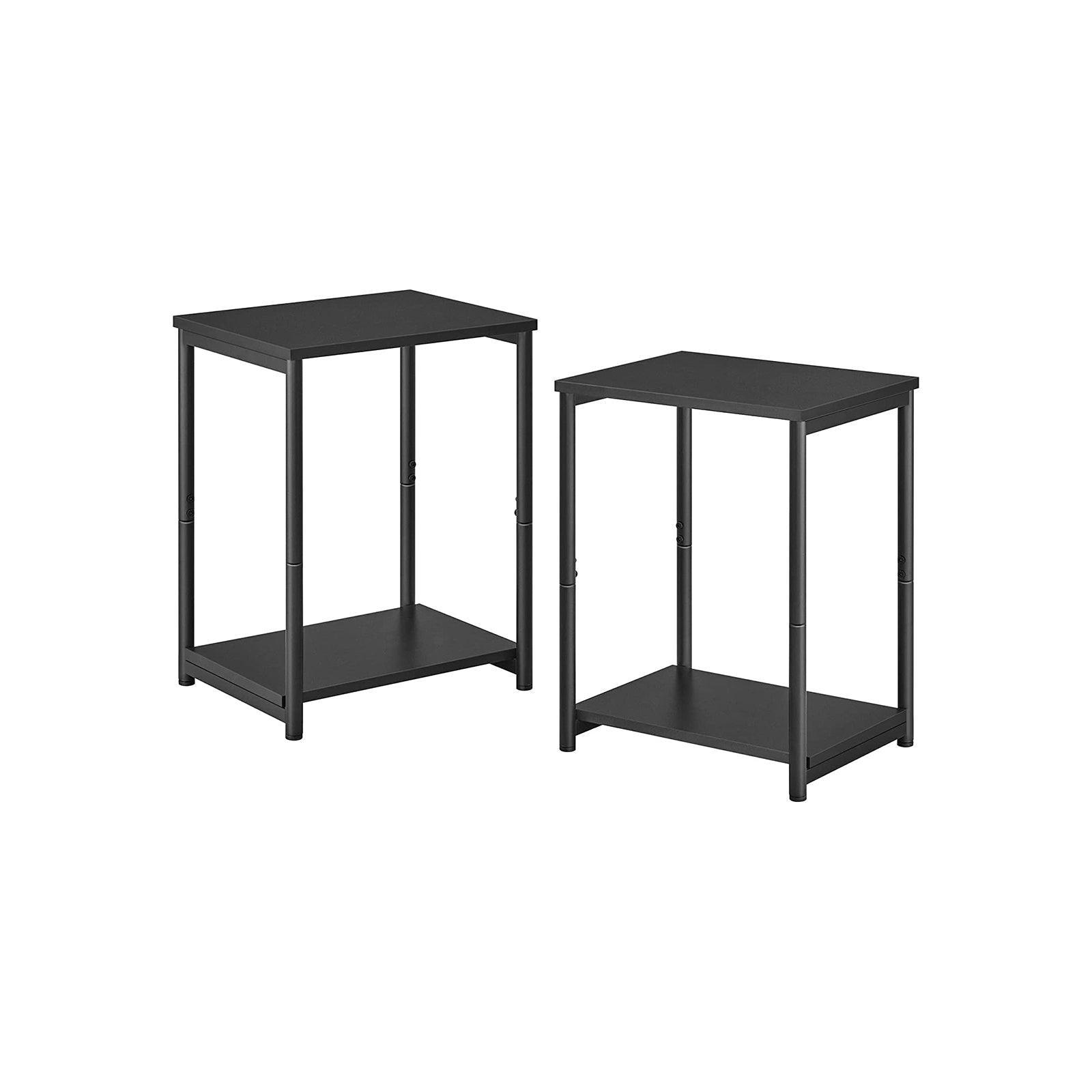 Set of 2 Side Table with Storage Shelf Black FredCo