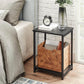 Set of 2 Side Table with Storage Shelf Black FredCo