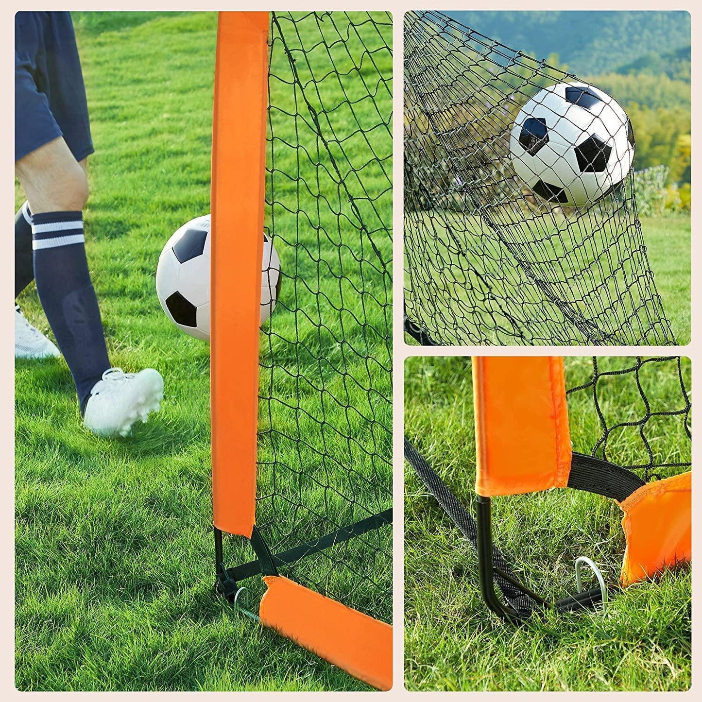 Set of 2 Soccer Net for Backyard, Orange FredCo