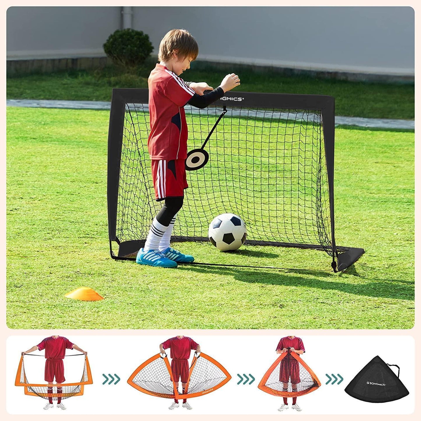 Set of 2 Soccer Net for Backyard, Orange FredCo