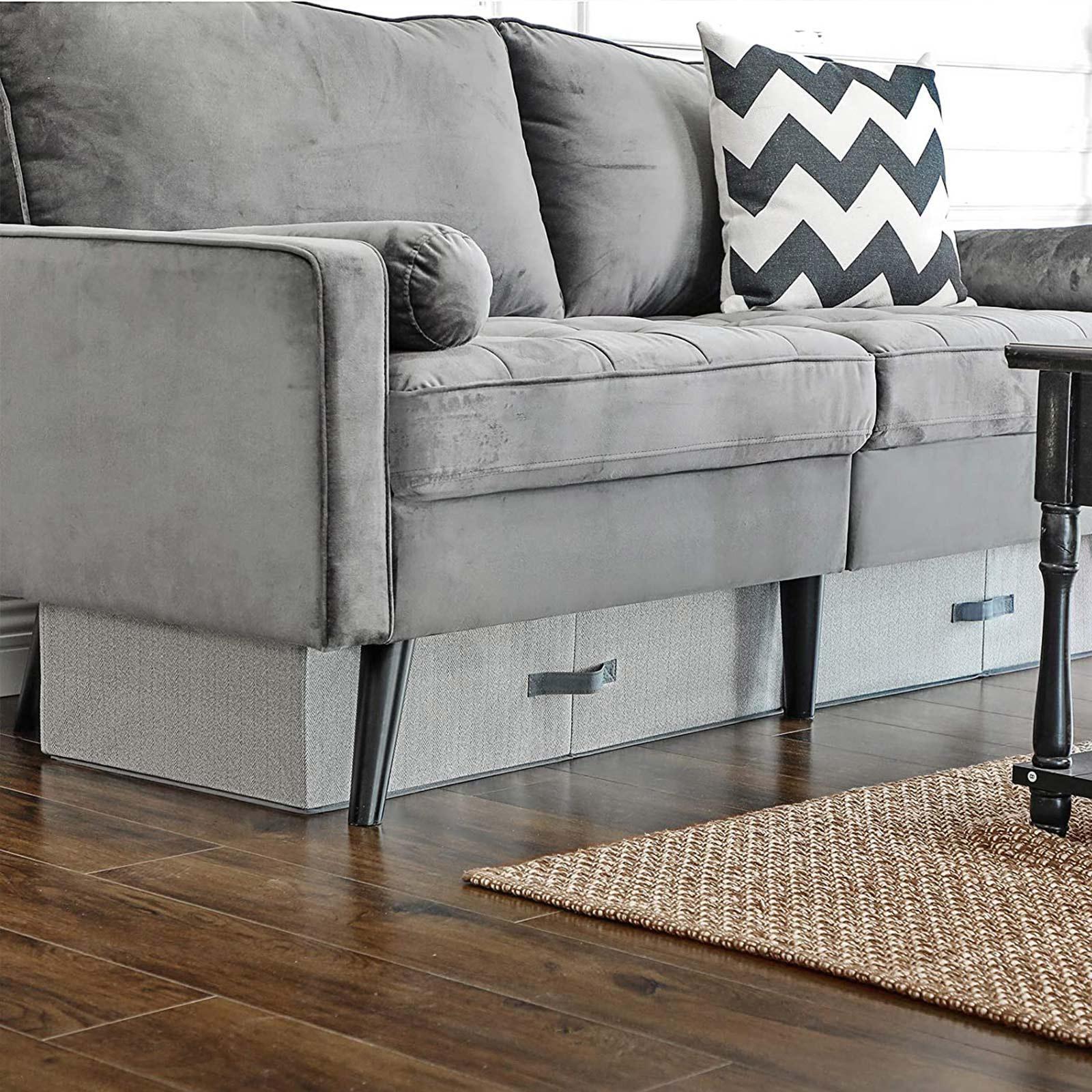 Set of 2 Underbed Storage Bag Gray FredCo