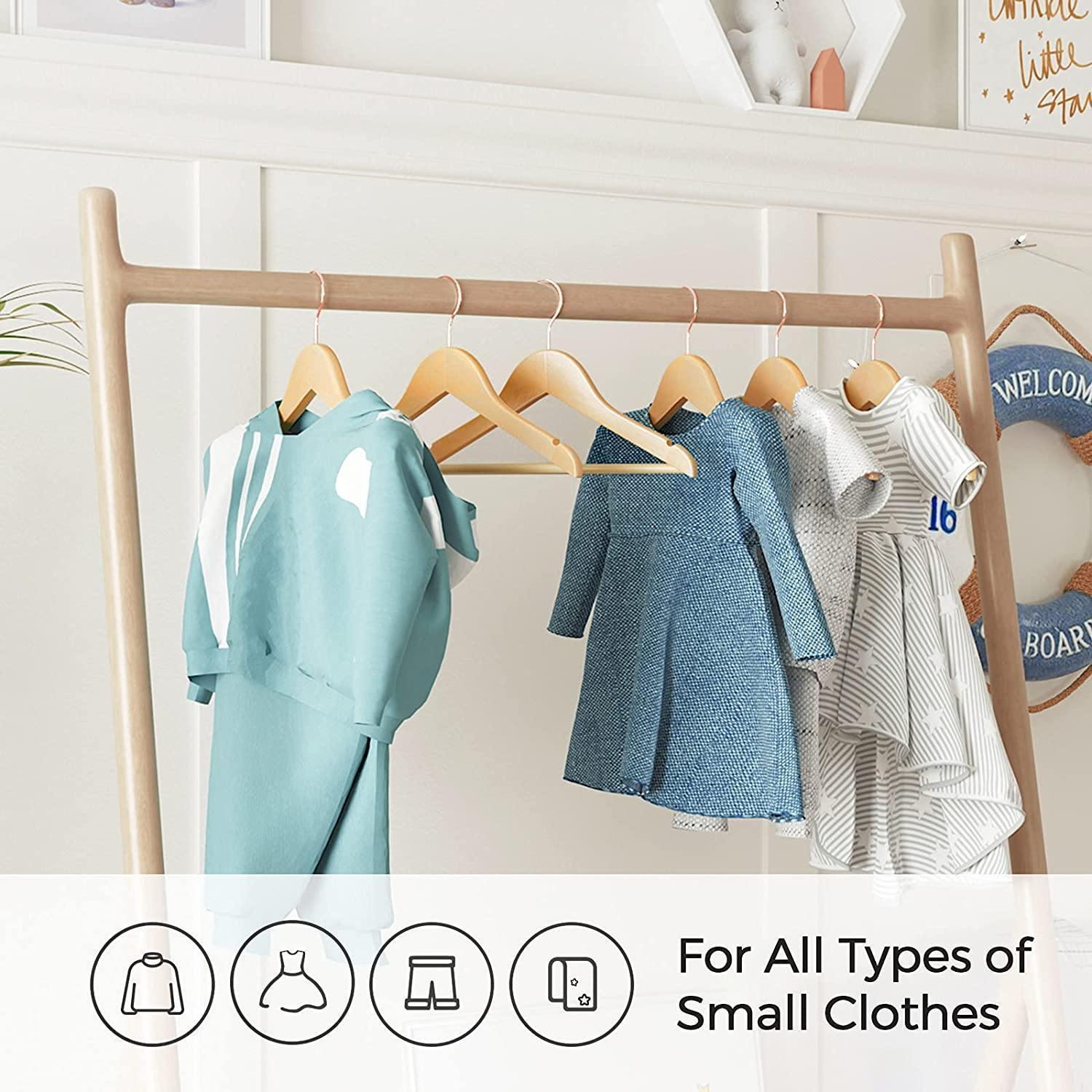 Set of 20 Kid’s Natural & Rose Gold Solid Wood Hangers FredCo