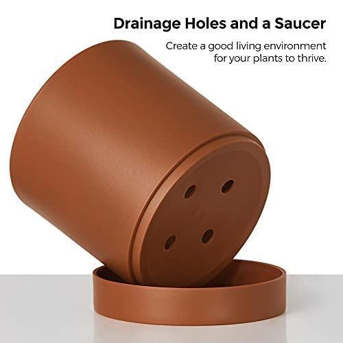 Set of 3 Plastic Planters Brick Red 4", 5", 6" FredCo
