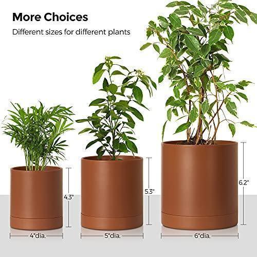 Set of 3 Plastic Planters Brick Red 4", 5", 6" FredCo