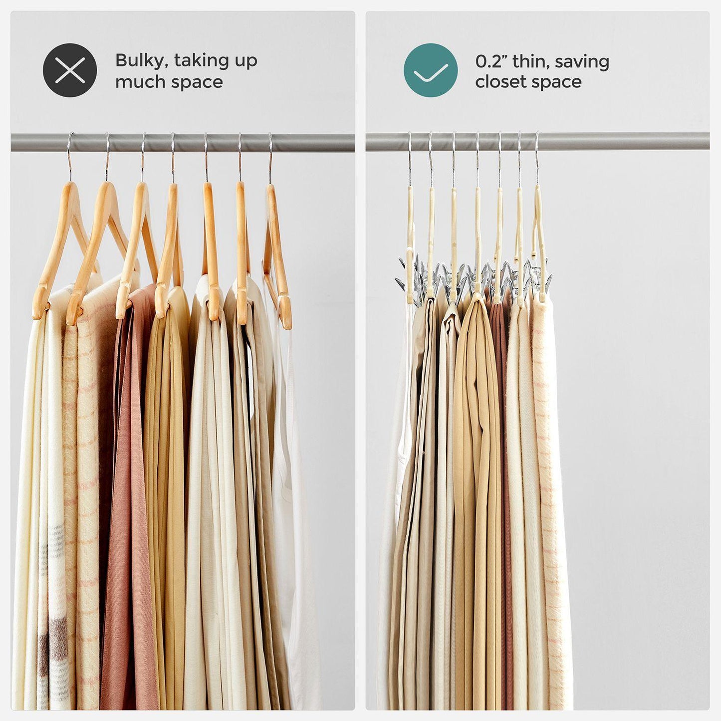 Set of 30 Velvet Pants Hangers, Beige FredCo