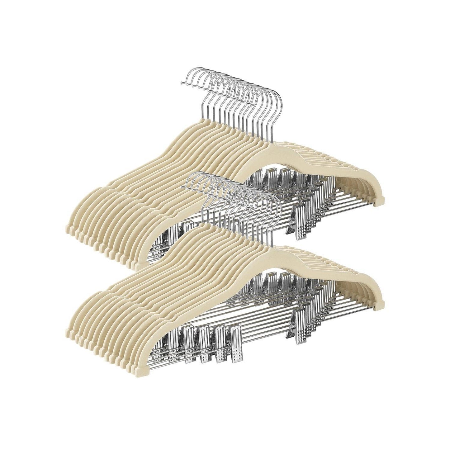 Set of 30 Velvet Pants Hangers, Beige FredCo