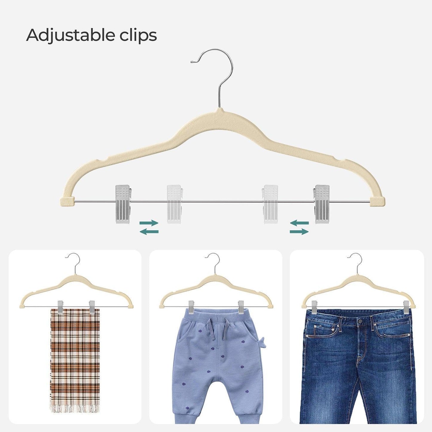 Set of 30 Velvet Pants Hangers, Beige FredCo