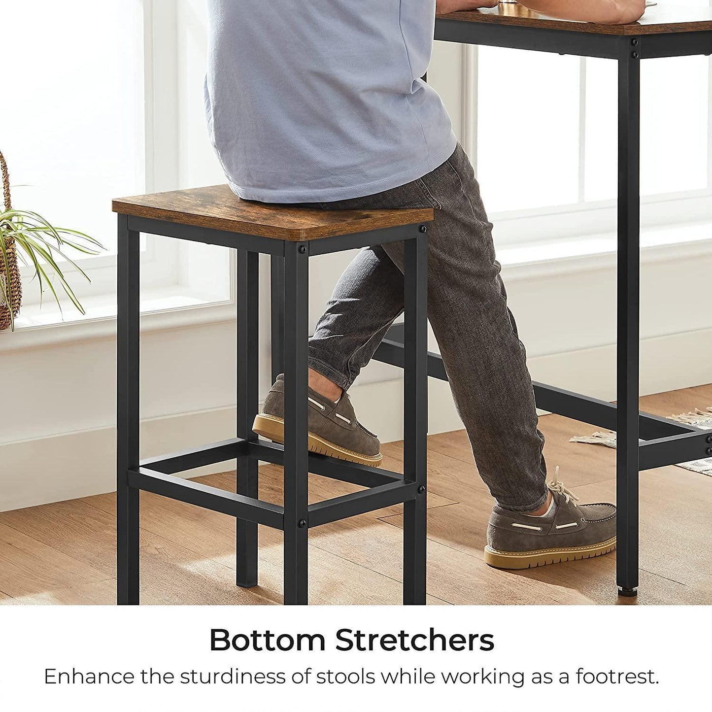 Set of 4 Industrial Brown Bar Stools FredCo