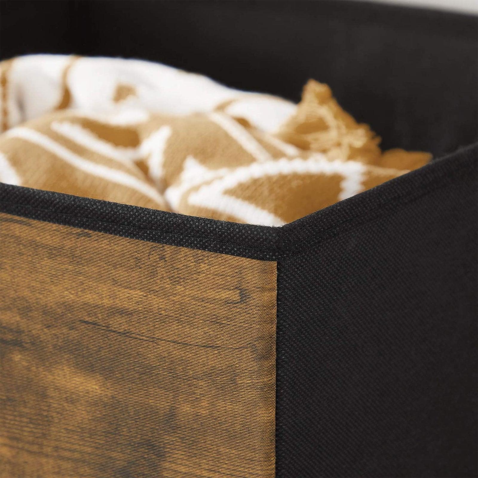 Set of 6 Brown & Black Folding Storage Box FredCo