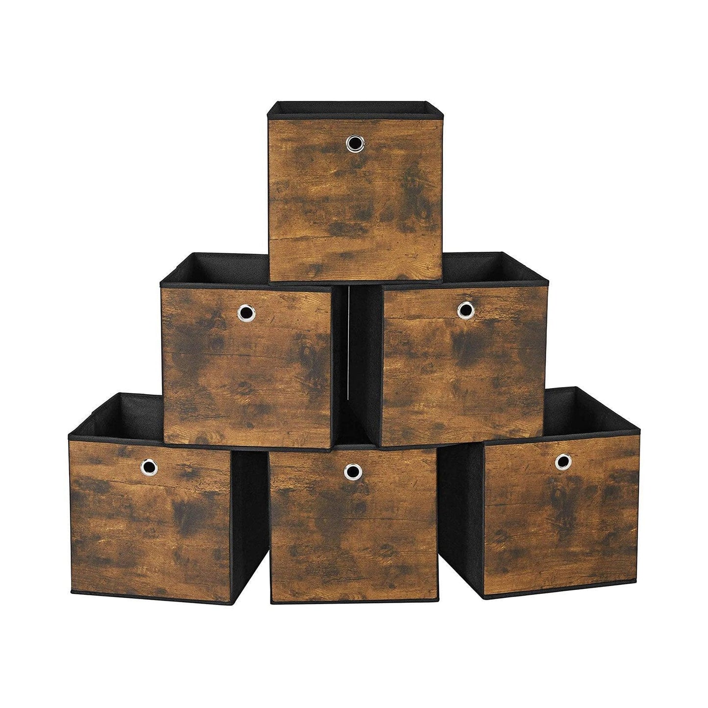 Set of 6 Brown & Black Folding Storage Box FredCo