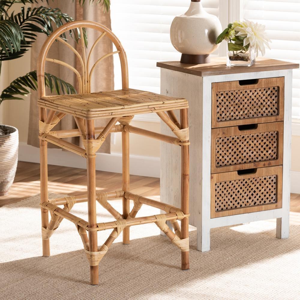 Seville Modern and Contemporary Natural Finished Rattan Counter Stool FredCo