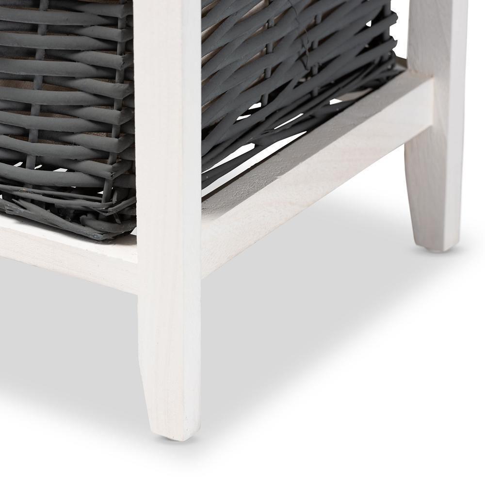 Shadell Modern Transitional Two-Tone Dark Grey and White Finished Wood 1-Drawer Storage Unit with Basket FredCo