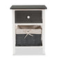 Shadell Modern Transitional Two-Tone Dark Grey and White Finished Wood 1-Drawer Storage Unit with Basket FredCo