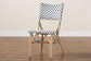 Shai Modern French Grey and White Weaving and Natural Rattan Bistro Chair FredCo
