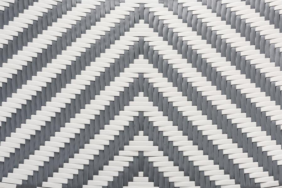 Shai Modern French Grey and White Weaving and Natural Rattan Bistro Chair FredCo