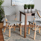Shai Modern French Grey and White Weaving and Natural Rattan Bistro Chair FredCo
