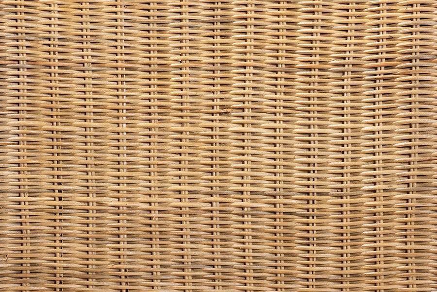 Shamara Modern Bohemian Natural Rattan and Mahogany Wood Dining Chair FredCo