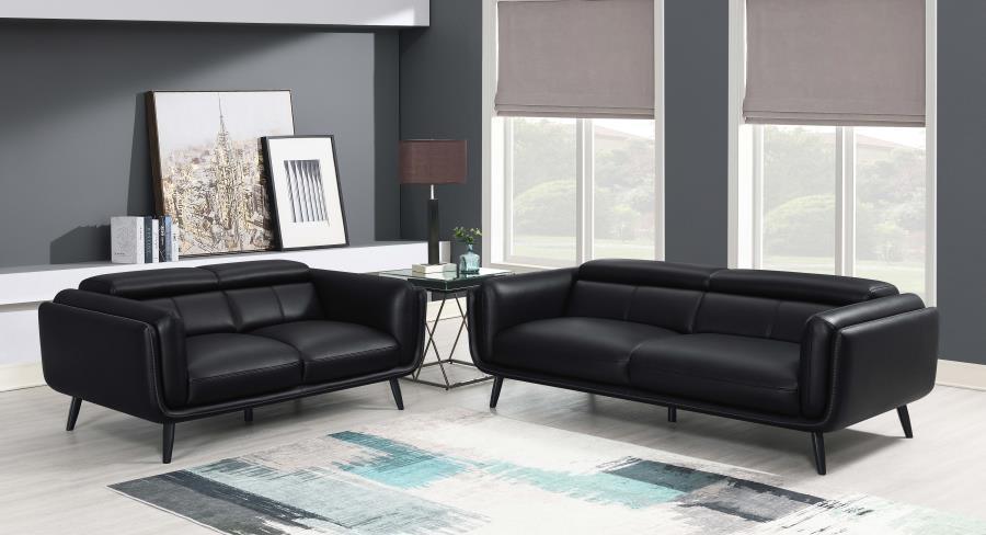 Shania 2-piece Track Arms Living Room Set Black 509921-S2 Coaster FredCo