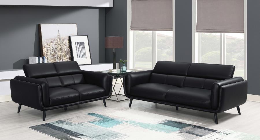 Shania 2-piece Track Arms Living Room Set Black 509921-S2 Coaster FredCo