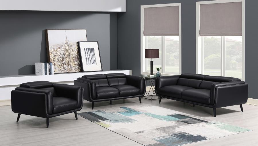 Shania 3-piece Track Arms Living Room Set Black 509921-S3 Coaster FredCo