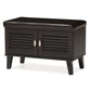 Sheffield Modern and Contemporary 2-door Dark Brown Wood Entryway Storage Cushioned Bench Shoe Rack Cabinet Organizer FredCo