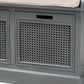 Sheldon Modern and Contemporary Vintage Beige Fabric Grey Finished Wood and Rattan Shoe Storage Bench FredCo