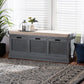 Sheldon Modern and Contemporary Vintage Beige Fabric Grey Finished Wood and Rattan Shoe Storage Bench FredCo