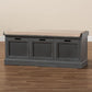 Sheldon Modern and Contemporary Vintage Beige Fabric Grey Finished Wood and Rattan Shoe Storage Bench FredCo