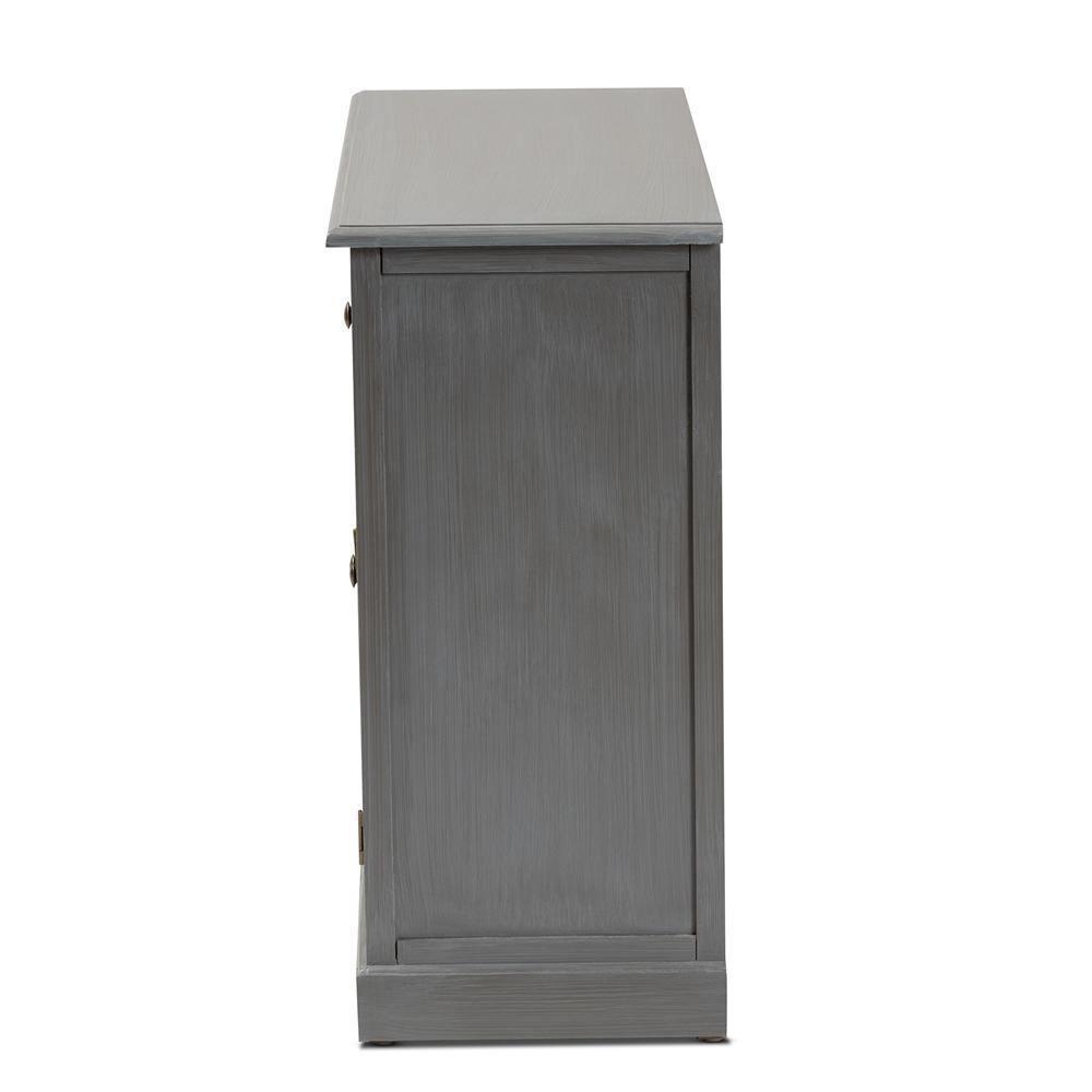Sheldon Modern and Contemporary Vintage Grey Finished Wood and Synthetic Rattan 2-Door Dining Room Sideboard Buffet FredCo