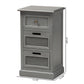 Sheldon Modern and Contemporary Vintage Grey Finished Wood and Synthetic Rattan 3-Drawer Nightstand FredCo