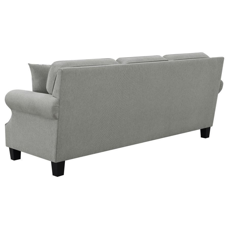 Sheldon Upholstered Living Room Set with Rolled Arms Grey 506871-S2 Coaster FredCo