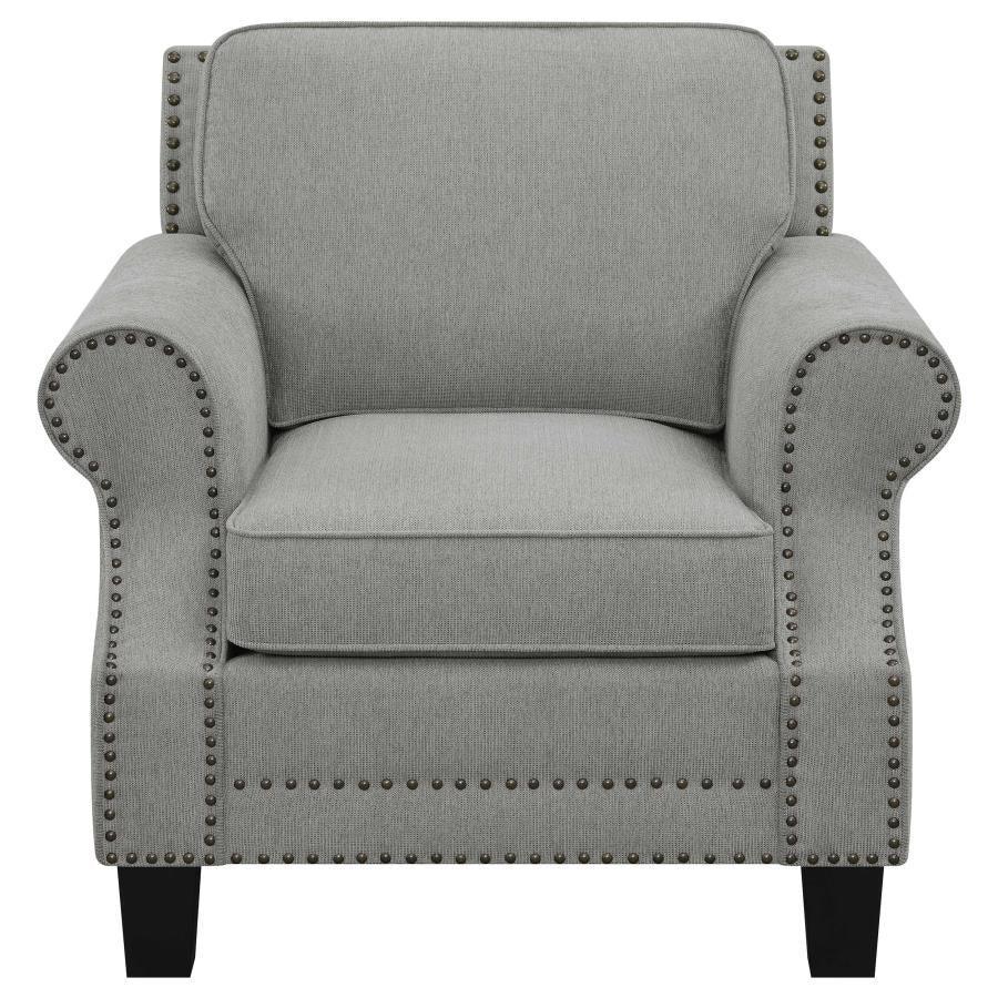 Sheldon Upholstered Living Room Set with Rolled Arms Grey 506871-S3 Coaster FredCo