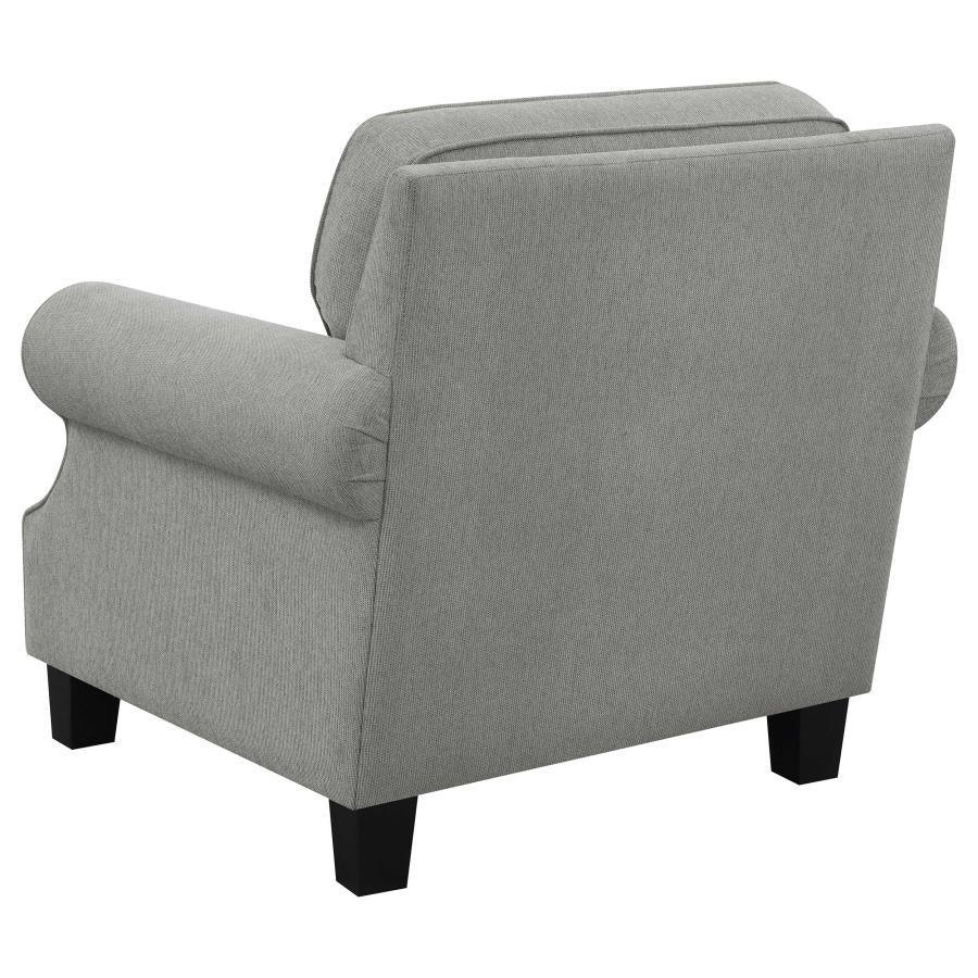 Sheldon Upholstered Living Room Set with Rolled Arms Grey 506871-S3 Coaster FredCo