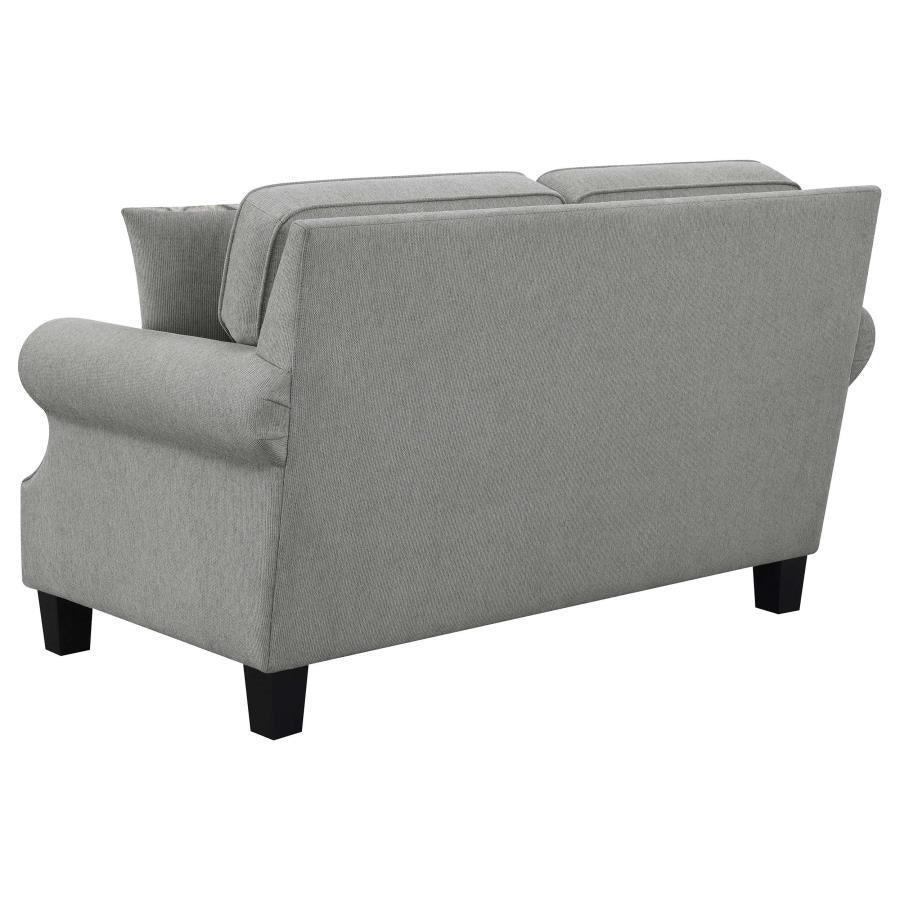 Sheldon Upholstered Living Room Set with Rolled Arms Grey 506871-S3 Coaster FredCo