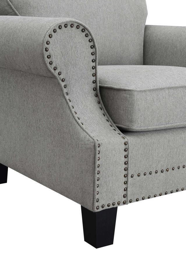 Sheldon Upholstered Living Room Set with Rolled Arms Grey 506871-S3 Coaster FredCo