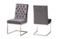 Sherine Contemporary Glam and Luxe Grey Velvet Fabric and Silver Metal 2-Piece Dining Chair Set FredCo