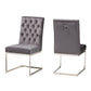 Sherine Contemporary Glam and Luxe Grey Velvet Fabric and Silver Metal 2-Piece Dining Chair Set FredCo