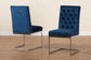 Sherine Contemporary Glam and Luxe Navy Blue Velvet Fabric and Silver Metal 2-Piece Dining Chair Set FredCo