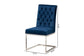 Sherine Contemporary Glam and Luxe Navy Blue Velvet Fabric and Silver Metal 2-Piece Dining Chair Set FredCo